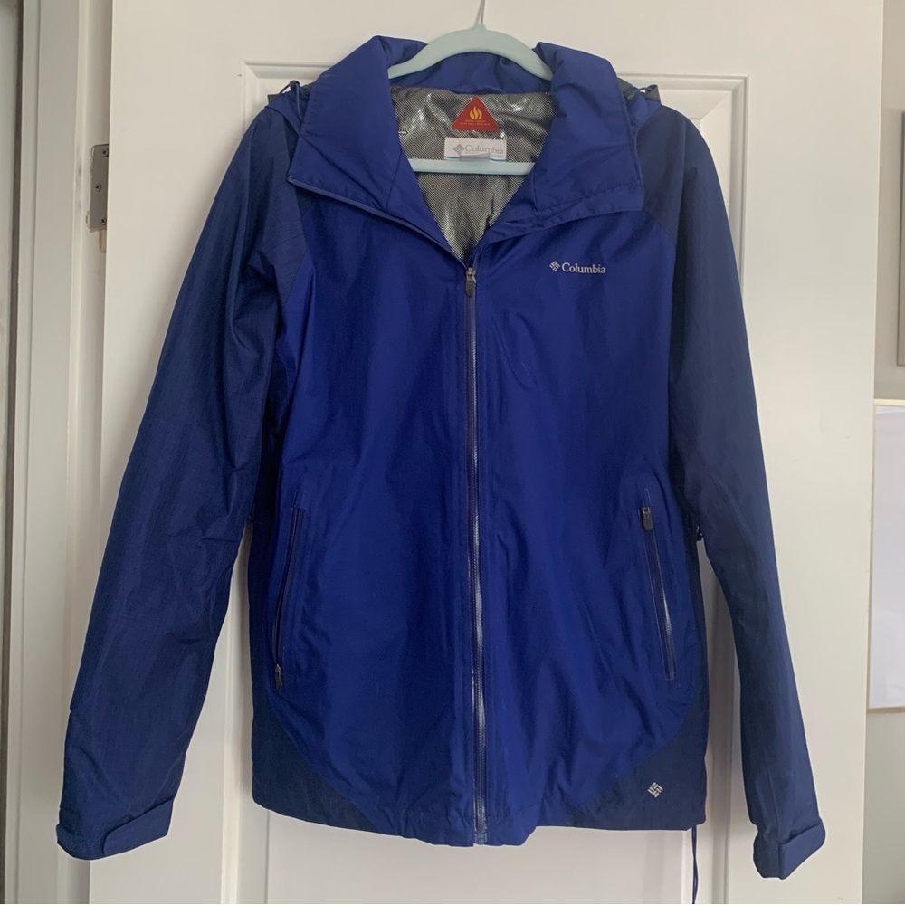 Womens Columbia Omni-Heat waterproof breathable jacket, royal & navy blue, sz L